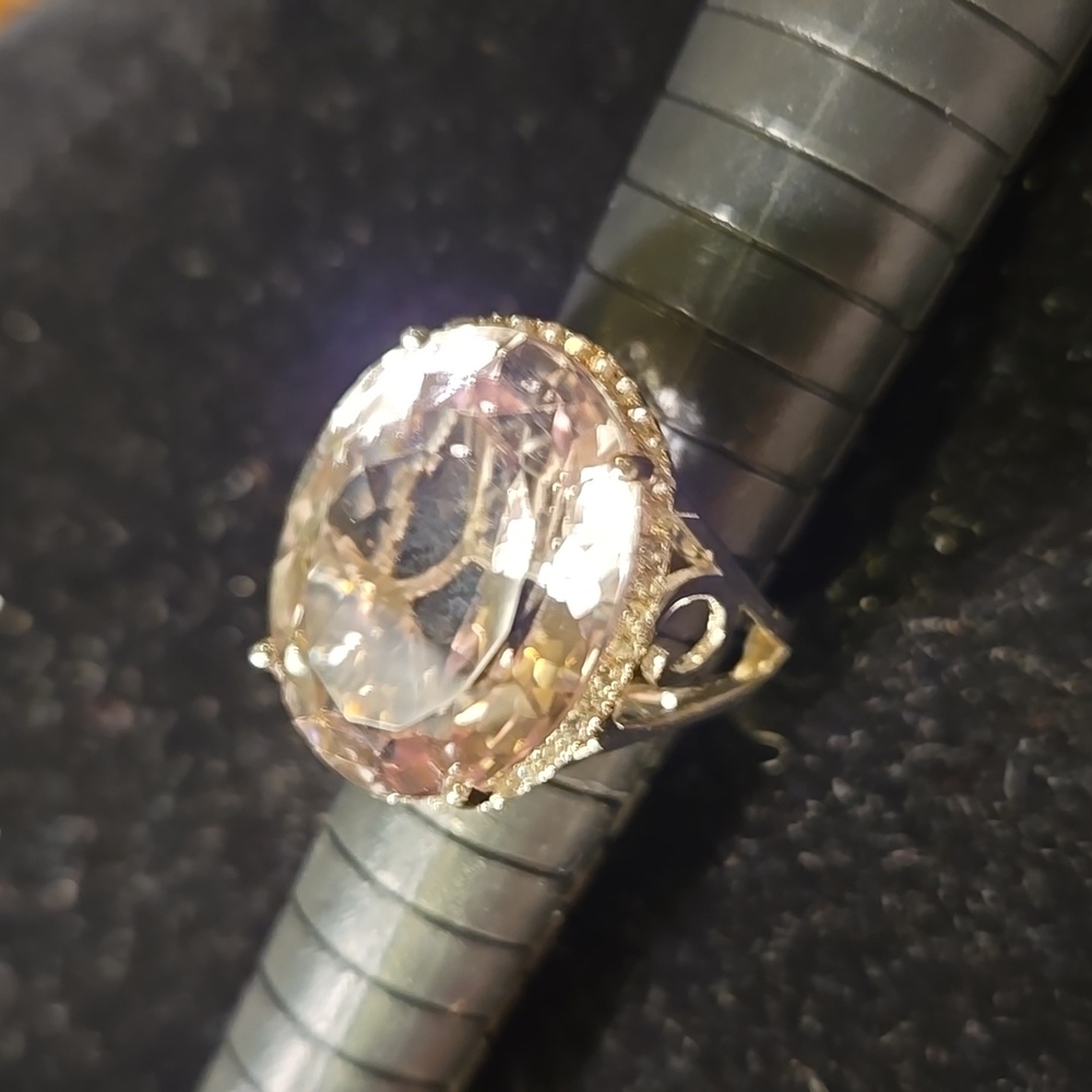 Sterling Silver Ring With Pale Pink Stone